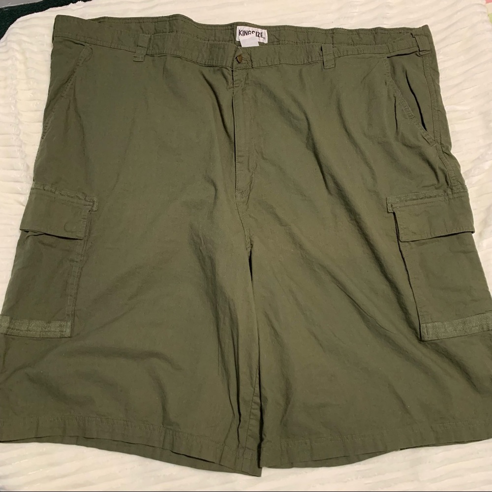 Men’s 56 BIG King Size Army Olive Green Cotton Cargo Shorts 12” Inseam EXC - Picture 6 of 10
